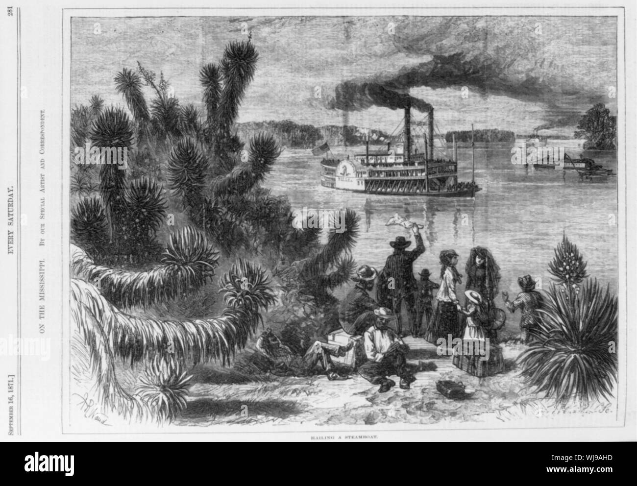 Saluant un bateau à vapeur Banque D'Images