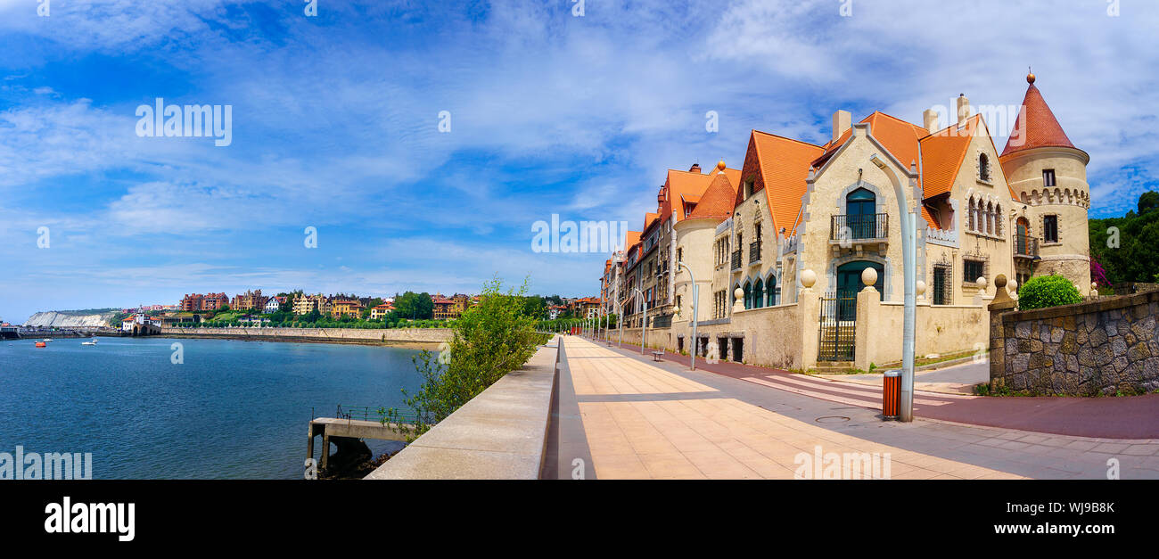 Panorama du quai de Neguri Getxo Banque D'Images