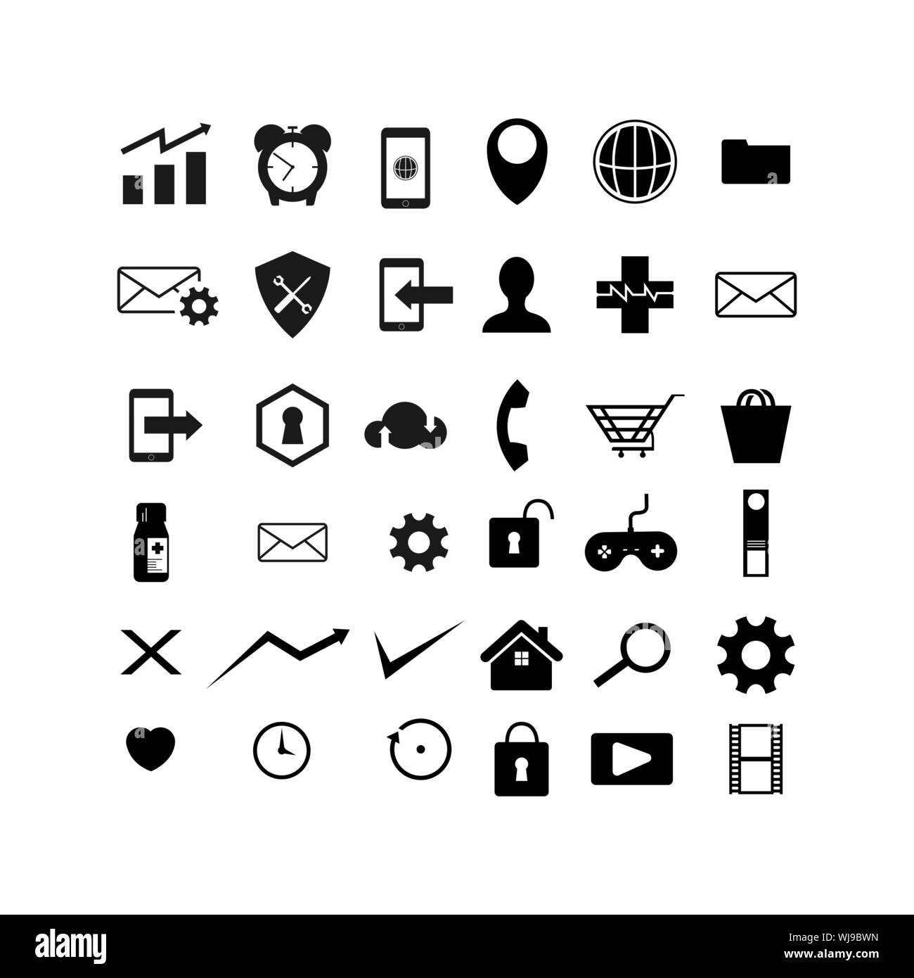 Symbole web icon set design vector image sur fond blanc. Symbole d'affaires Web design logo Vector Illustration de Vecteur