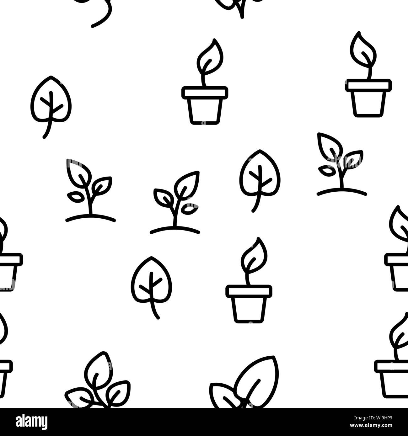 Différentes plantes Vector Pattern transparente Illustration de Vecteur