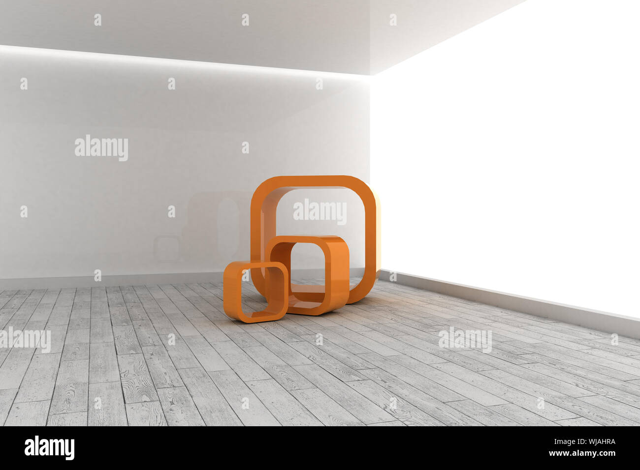 Structures d'Orange dans une salle grise Banque D'Images