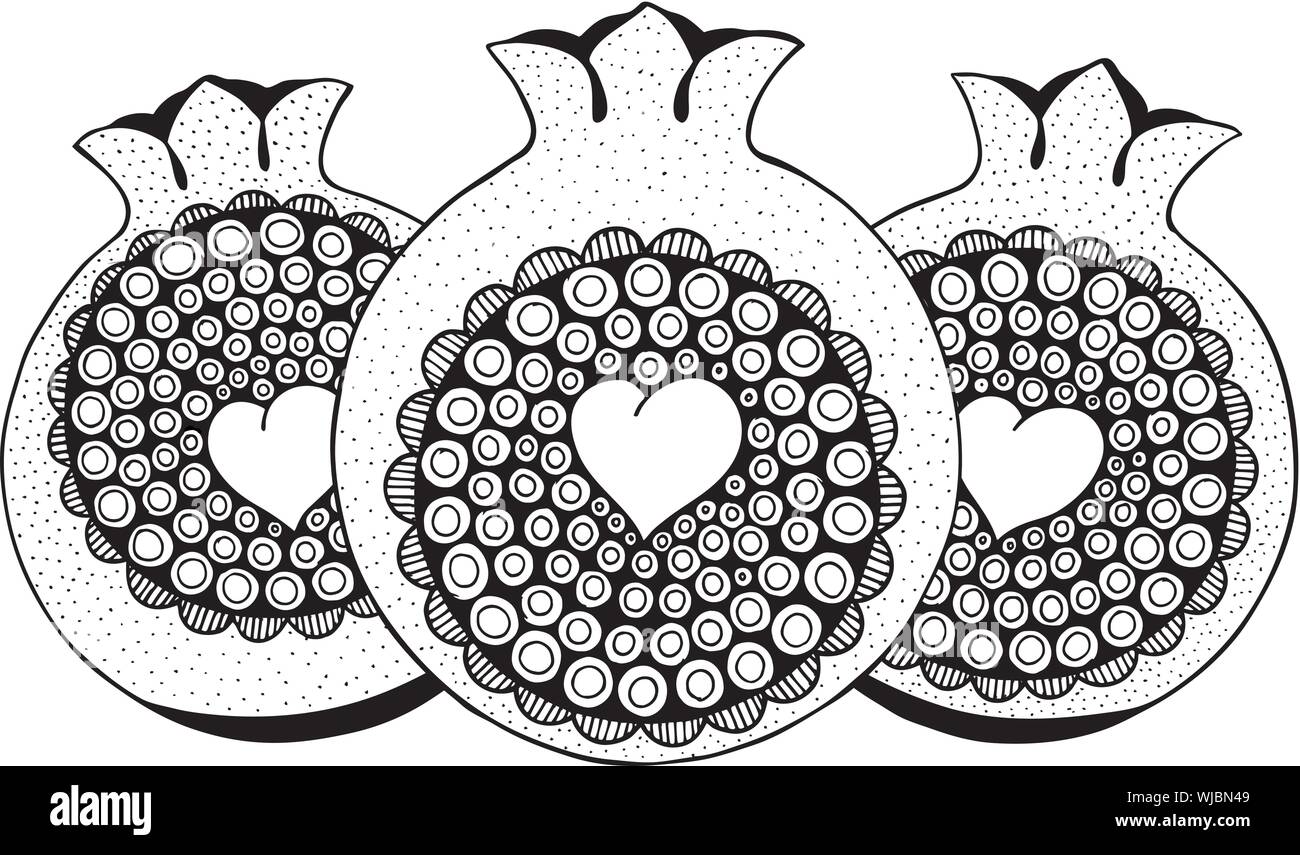 trois grands grenat abstrait. noir et blanc. vecteur. Illustration de Vecteur