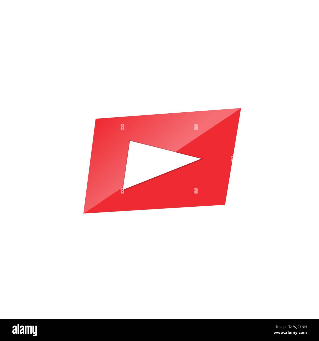 Bouton de lecture. Triangle Blanc sur rouge rectangle, modèle de bouton multimédia Vector illustration Illustration de Vecteur