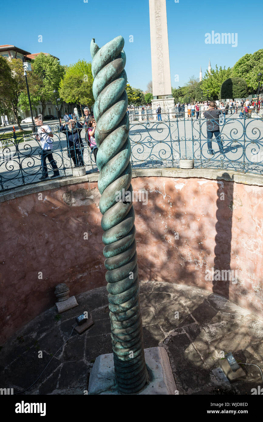 Le Serpent, l'Hippodrome de colonne de Constantinople, Istanbul, Région de Marmara, la Turquie, l'Europe Banque D'Images