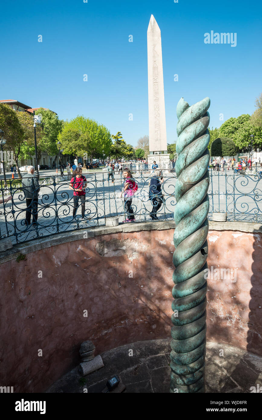 Le Serpent, l'Hippodrome de colonne de Constantinople, Istanbul, Région de Marmara, la Turquie, l'Europe Banque D'Images