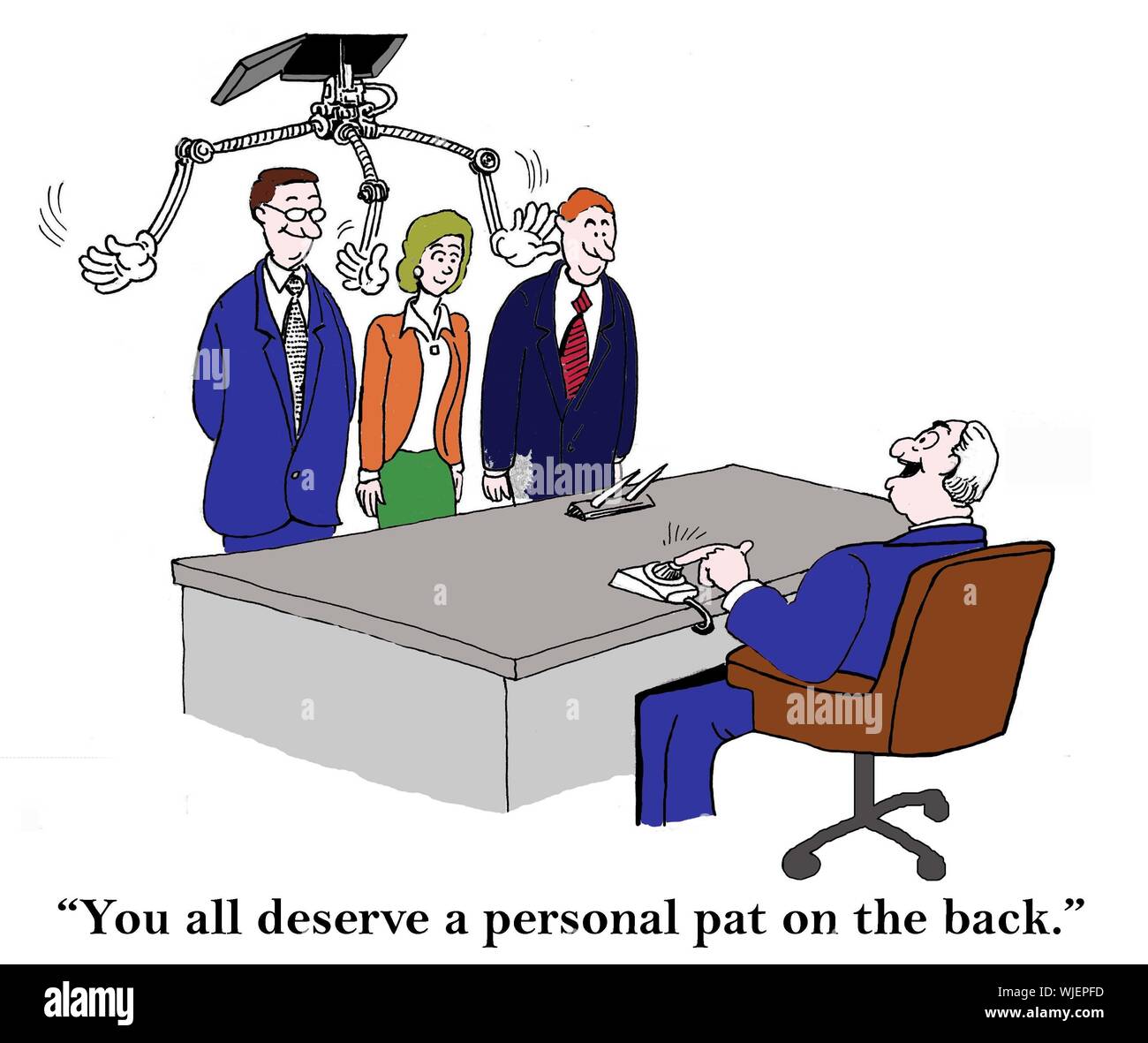 "Vous méritez tous une tape dans le dos." Banque D'Images