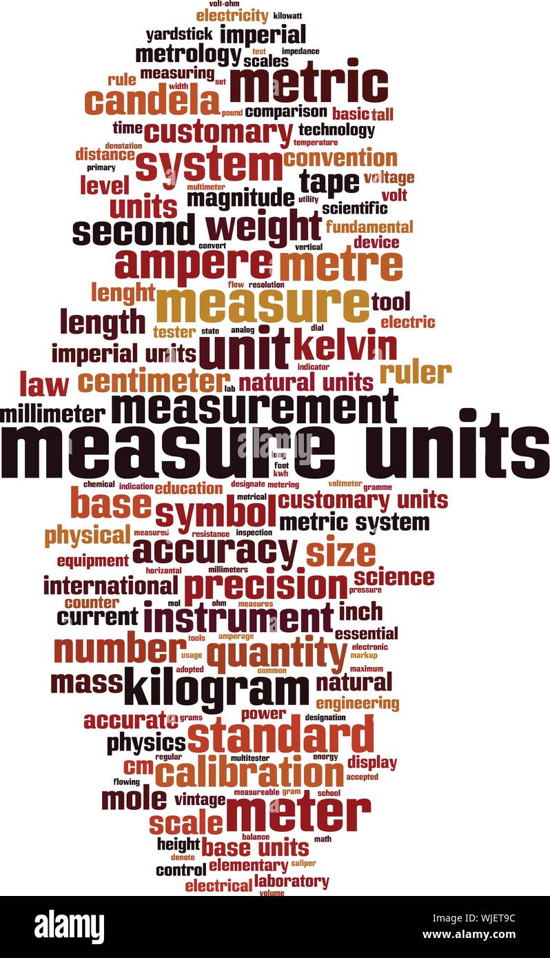 Unités de mesure mot concept cloud. Collage fait de mots sur mesure. Vector illustration Illustration de Vecteur