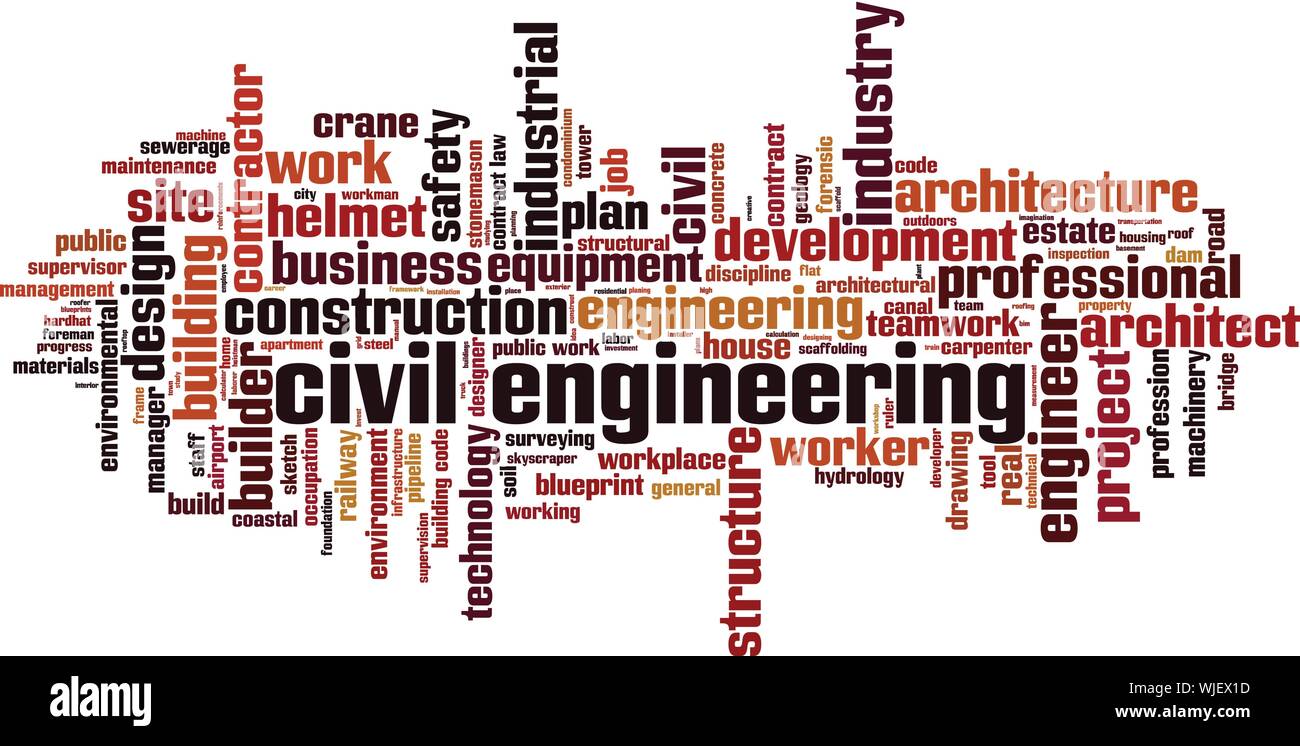 Le génie civil mot concept cloud. Collage de mots à propos de l'ingénierie civile. Vector illustration Illustration de Vecteur