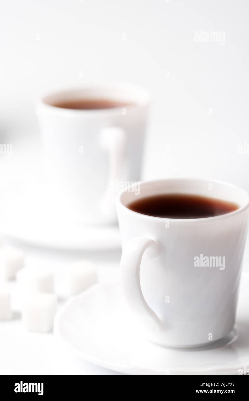 Deux tasses de café et de sucre libre Banque D'Images