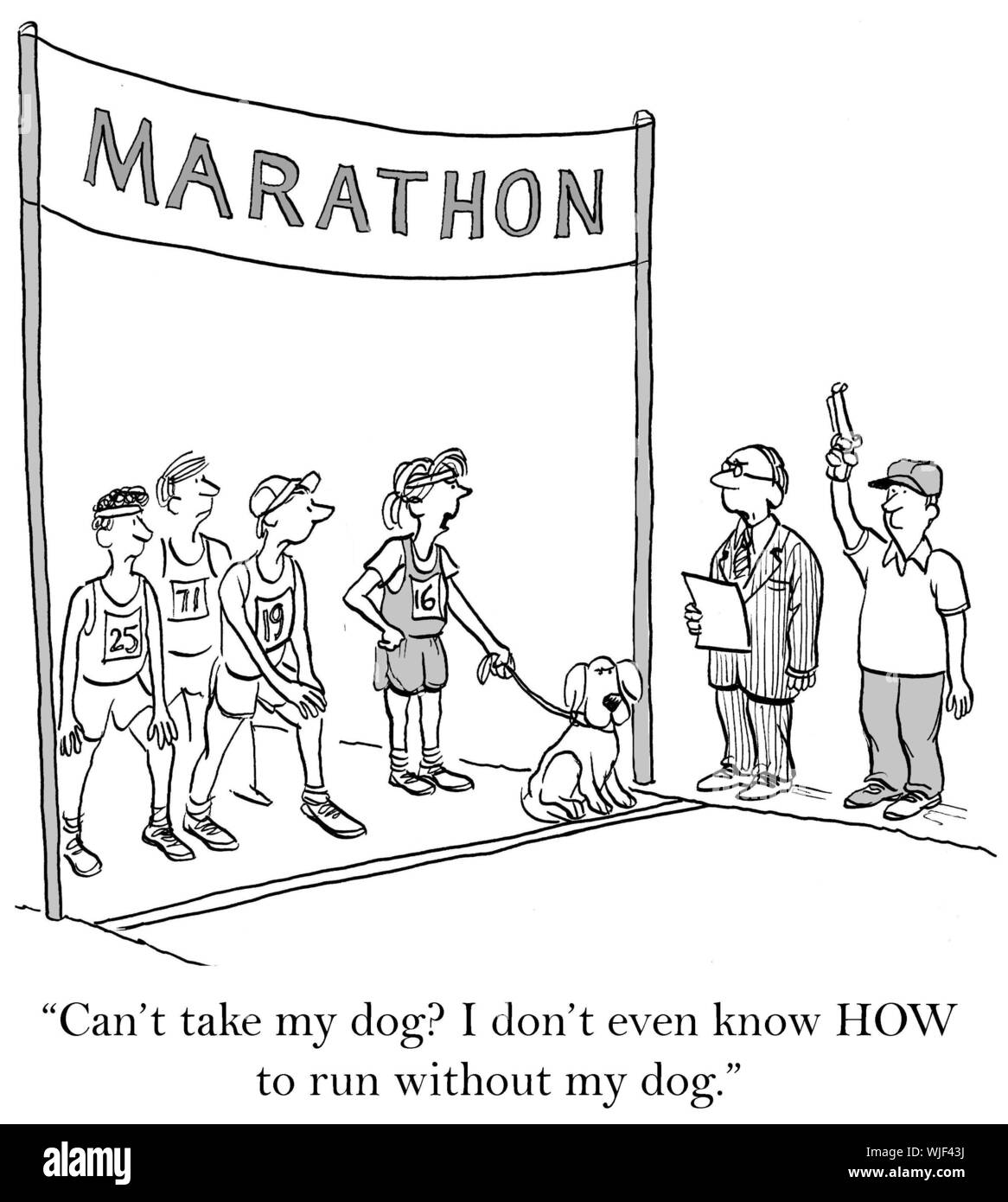 Marathon avec chien Banque D'Images