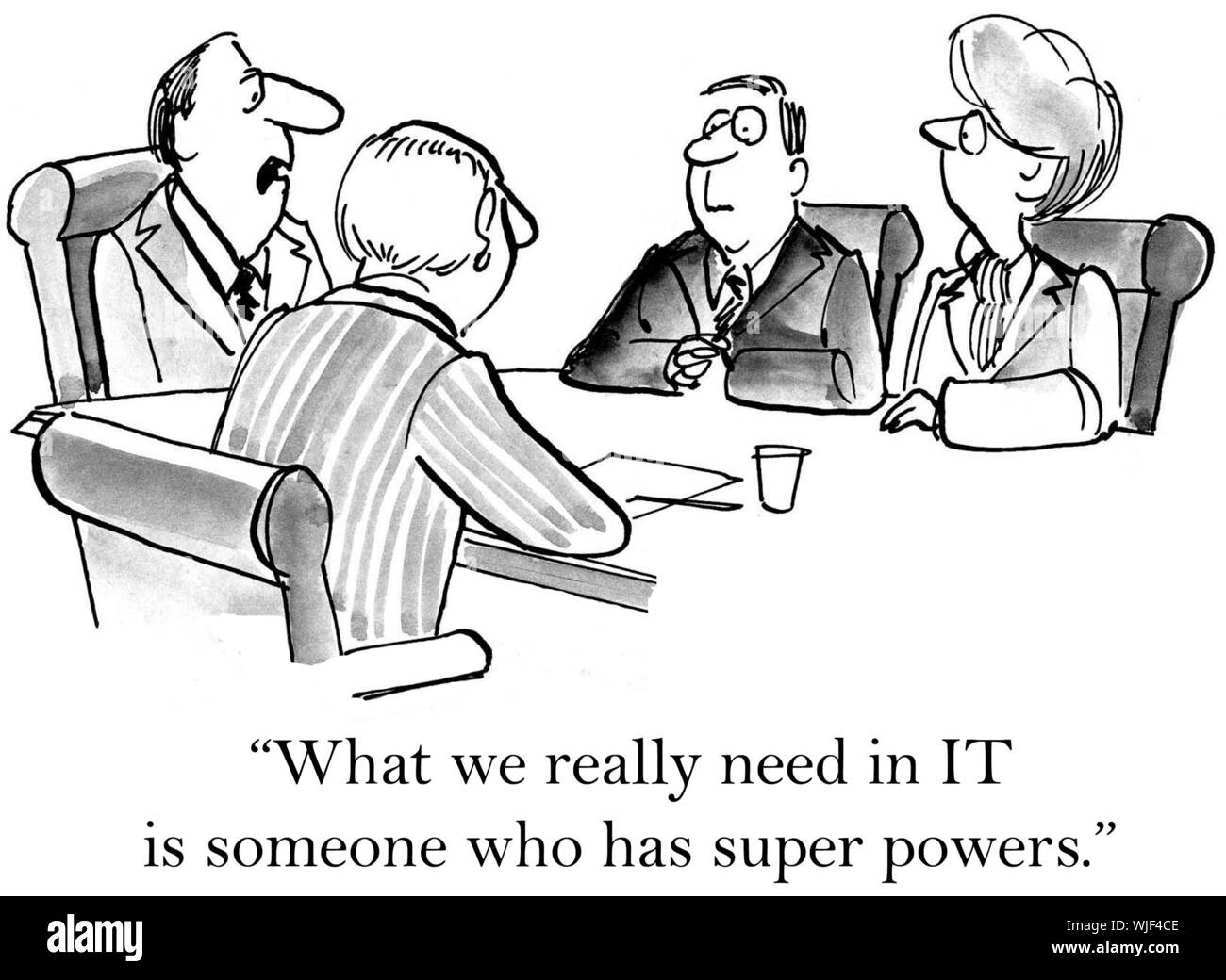 'Ce que nous avons vraiment besoin dans C'est quelqu'un qui a des super pouvoirs." Banque D'Images