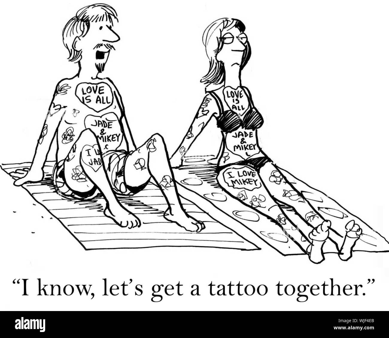 'Je sais. Let's get un tatouage ensemble.' Banque D'Images