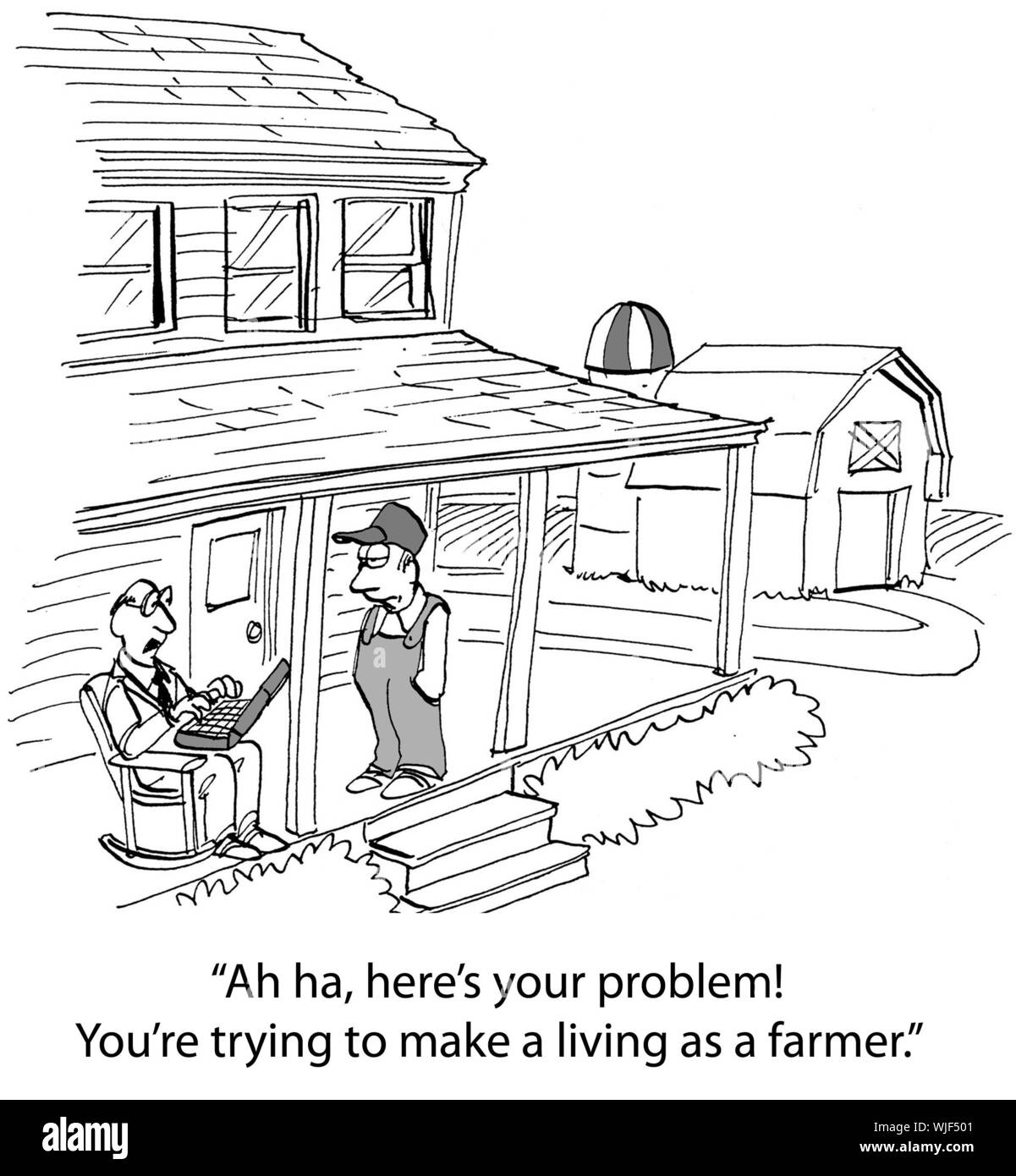 "Bonne Nouvelle. Le ruissellement peut être résolu par la prise en charge de votre ferme et de le déplacer huit pieds à gauche.' Banque D'Images