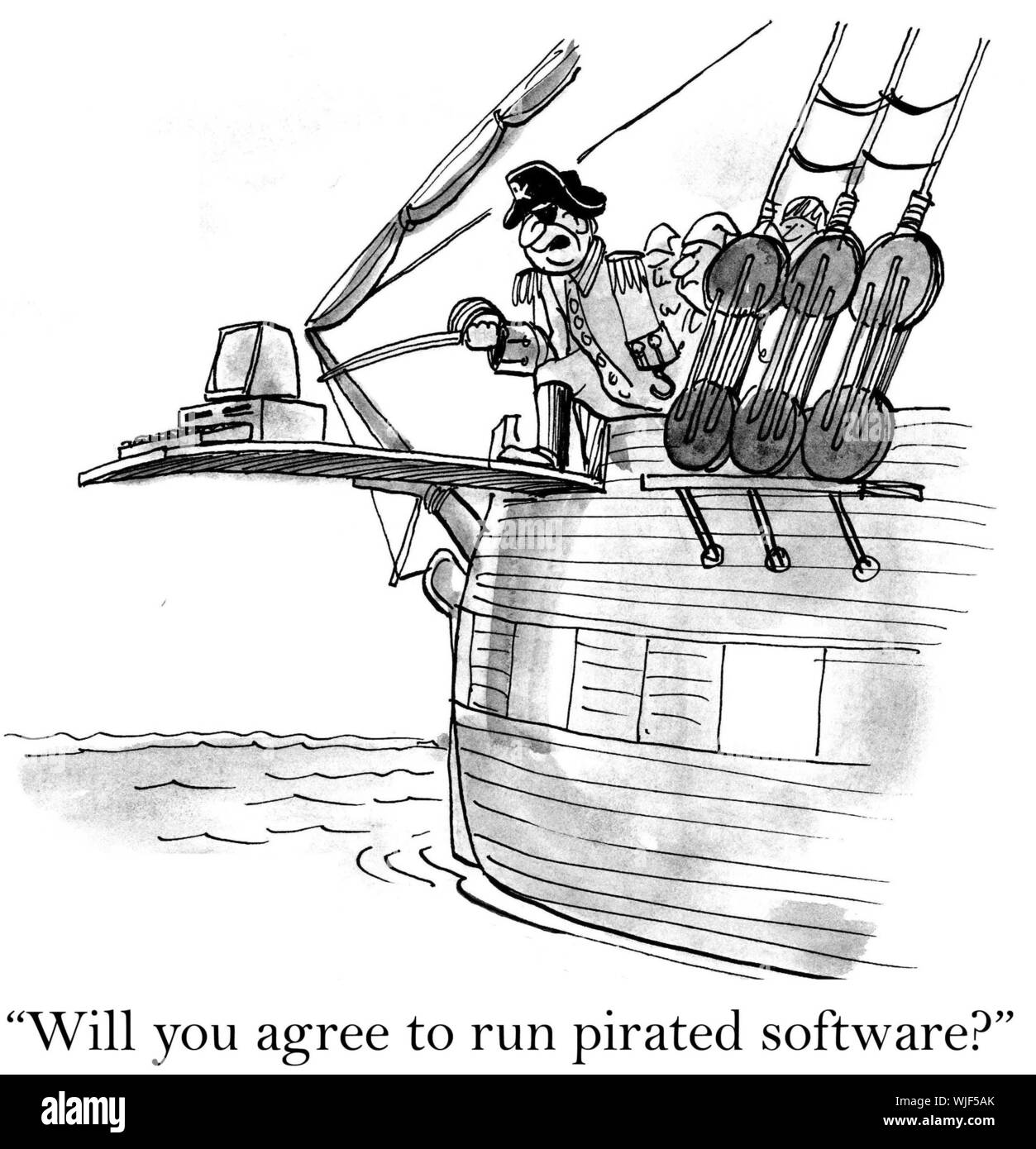 'Est-ce que vous acceptez d'exécuter un logiciel piraté ?' Banque D'Images