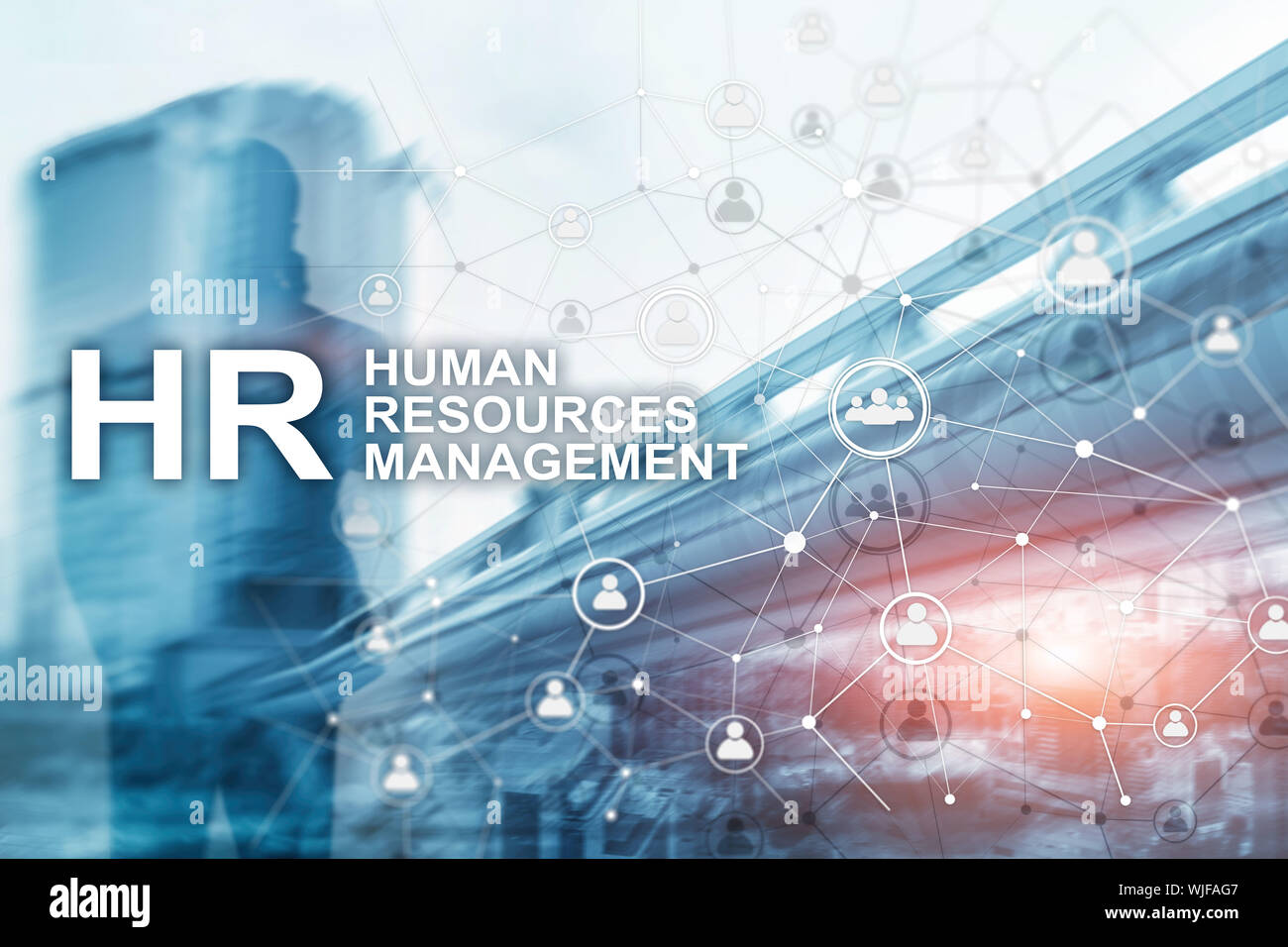 La gestion des ressources humaines, RH, Team Building et de recrutement concept sur fond flou. Banque D'Images