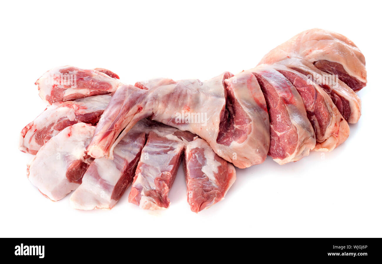 Les jambes et les épaules d'agneau in front of white background Banque D'Images
