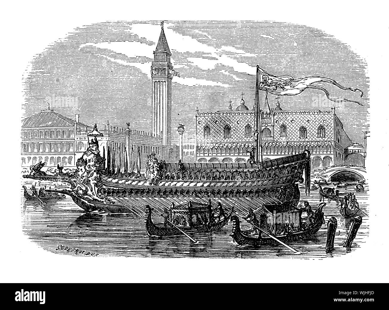 Le bucentaur (bucintoro en italien et de Venise) a été l'état barge des Doges de Venise utilisée tous les ans le jour de l'Ascension pour prendre le doge sur la mer adriatique d'effectuer le "mariage de la mer' rite de mariage de Venise à la mer Banque D'Images