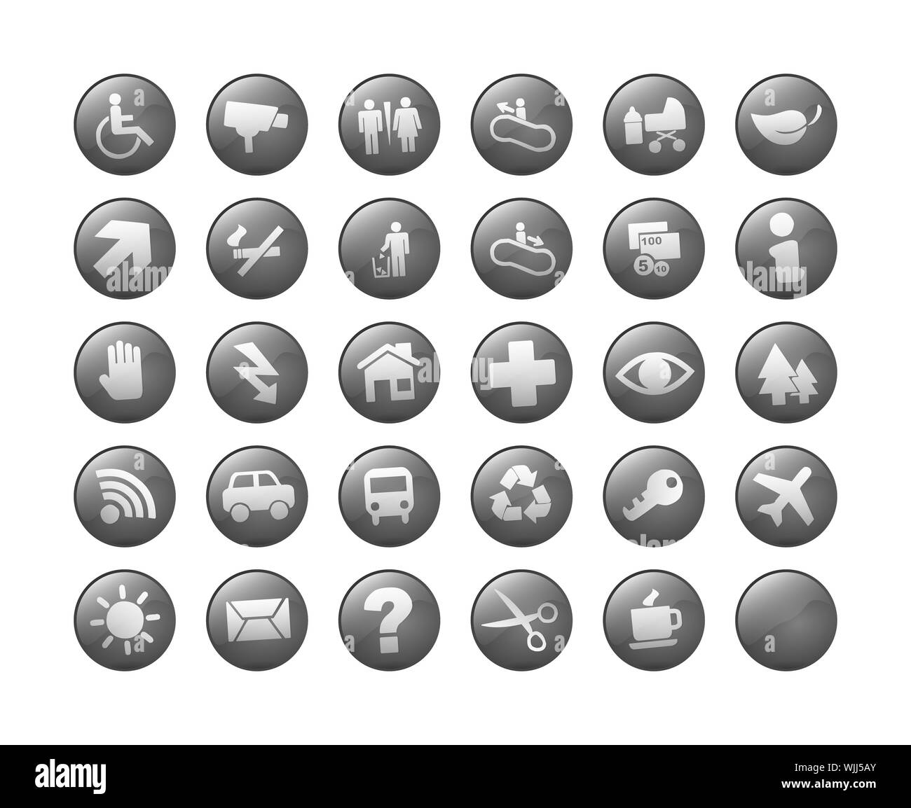 30 icônes différentes avec des symboles pour votre site web ou l'impression sur l'évolutivité Banque D'Images