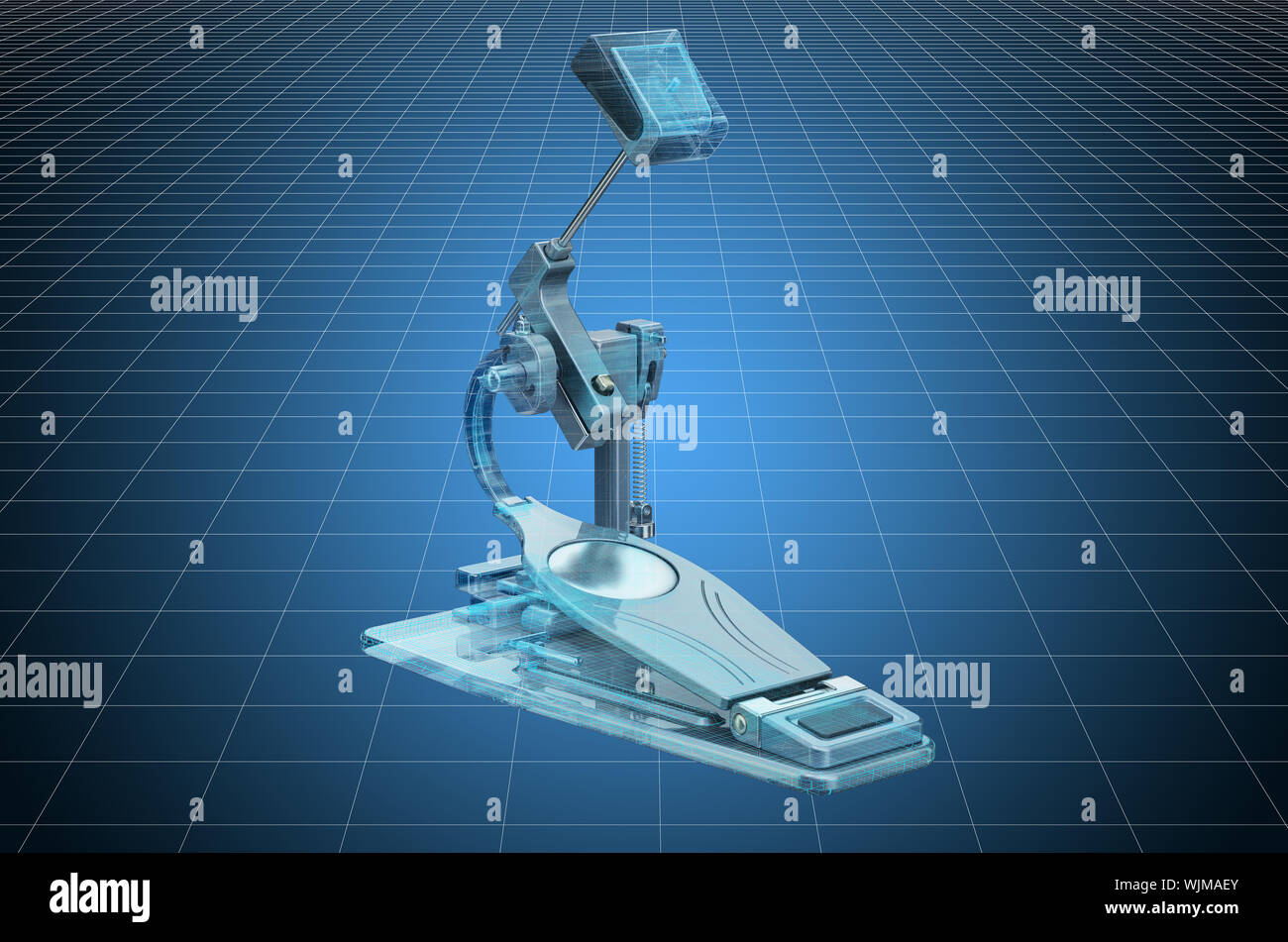 La visualisation de modèles CAO en 3d, le Plan de renouveau de la pédale de grosse caisse. Le rendu 3D Banque D'Images