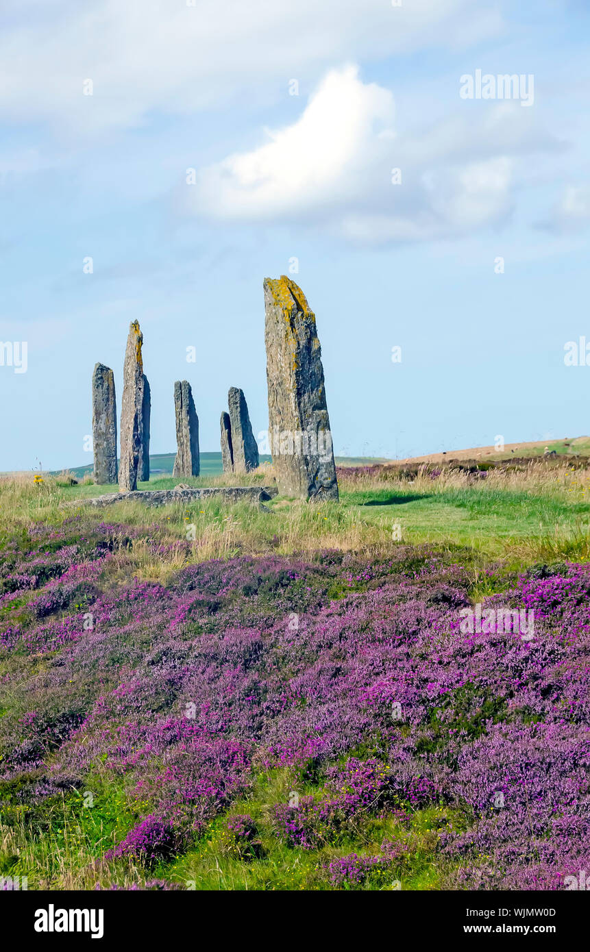 Anneau de 2500BC-2000érigée Shetlands BC est le troisième plus grand cercle de pierre dans les îles britanniques. Banque D'Images