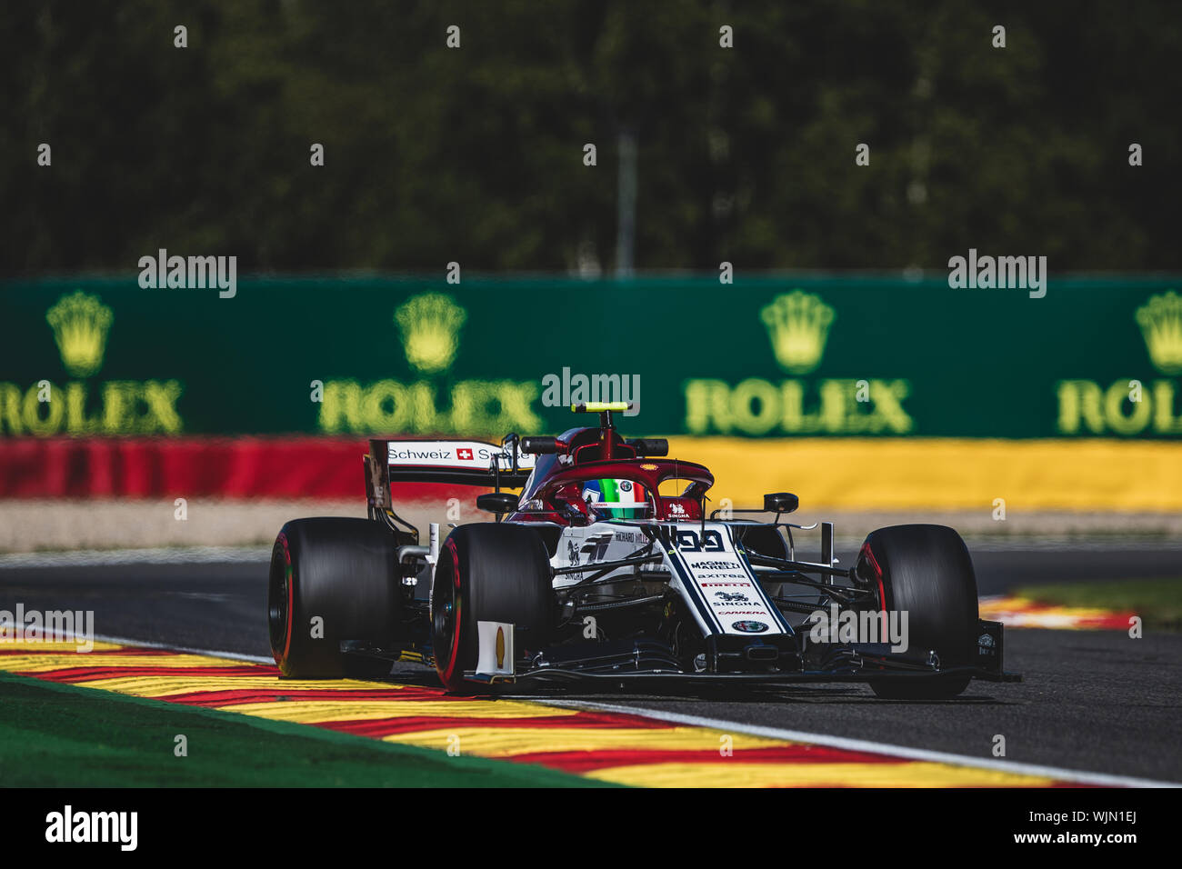 # 99, Antonio Giovinazzi, ITA, Alfa Romeo, en action lors du Grand Prix de Belgique à Spa Francorchamps Banque D'Images