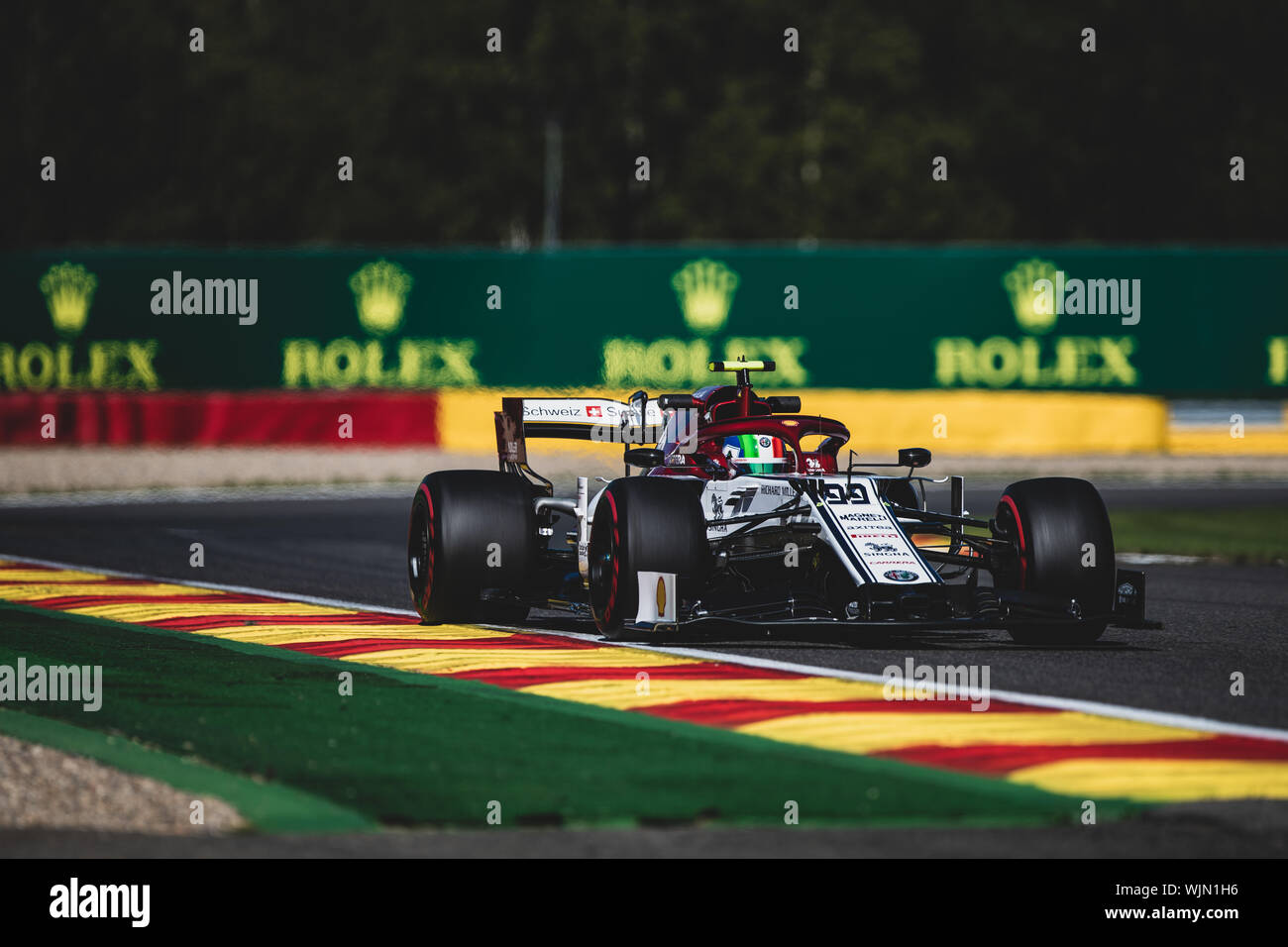 # 99, Antonio Giovinazzi, ITA, Alfa Romeo, en action lors du Grand Prix de Belgique à Spa Francorchamps Banque D'Images