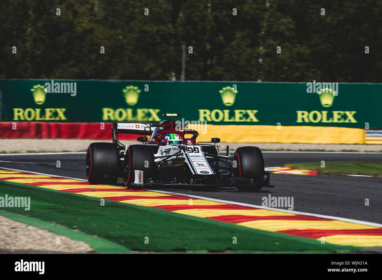 # 99, Antonio Giovinazzi, ITA, Alfa Romeo, en action lors du Grand Prix de Belgique à Spa Francorchamps Banque D'Images