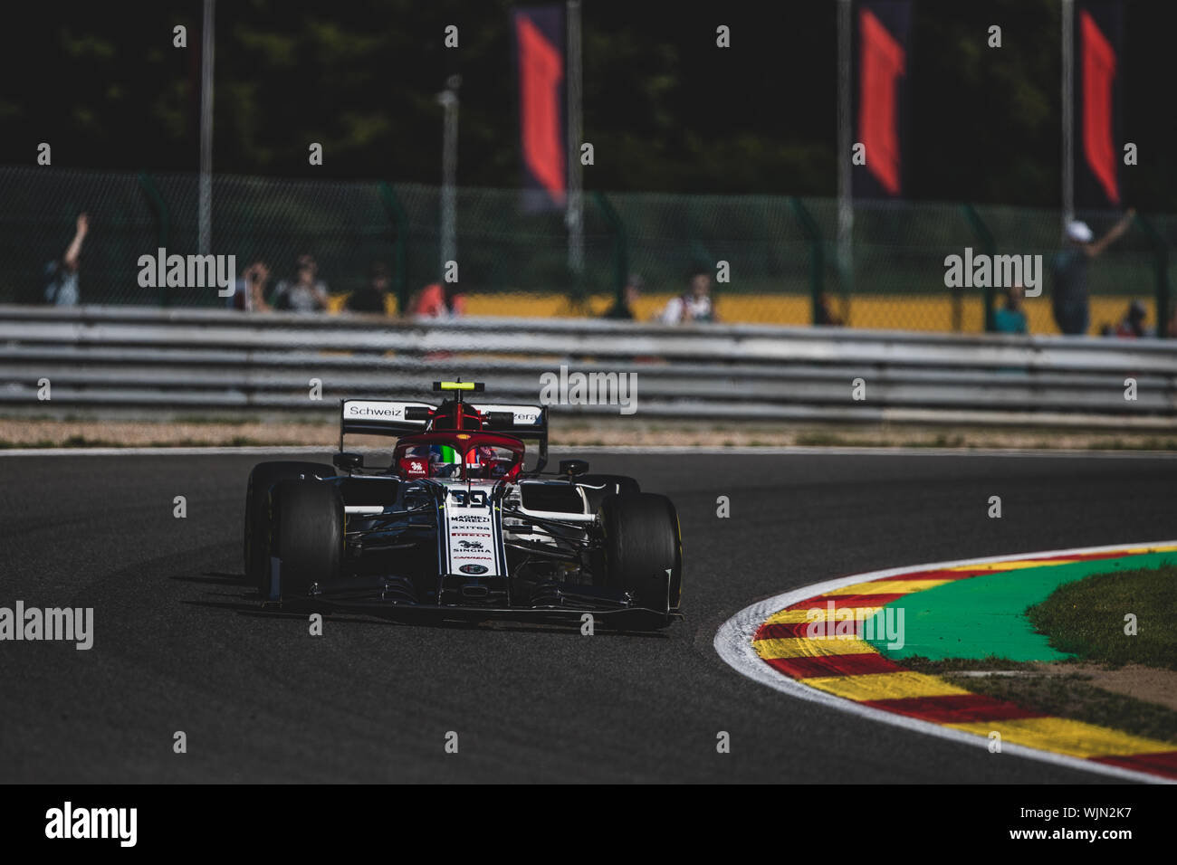 # 99, Antonio Giovinazzi, ITA, Alfa Romeo, en action lors du Grand Prix de Belgique à Spa Francorchamps Banque D'Images