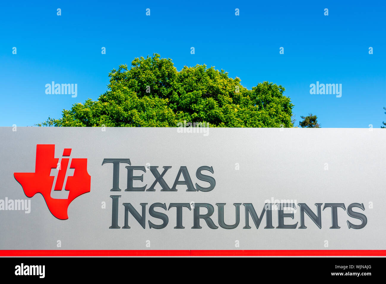 Texas Instruments signer au bureau de l'entreprise de semi-conducteurs dans la Silicon Valley, haute technologie de San Francisco Bay Area Banque D'Images