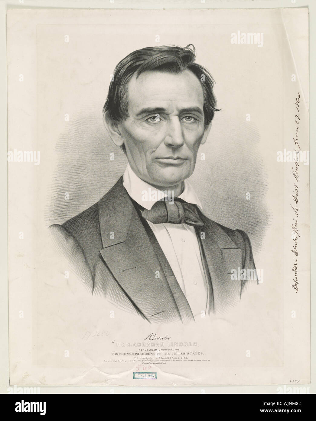 L'honorable Abraham Lincoln : candidat républicain à seizième Président des États-Unis Banque D'Images