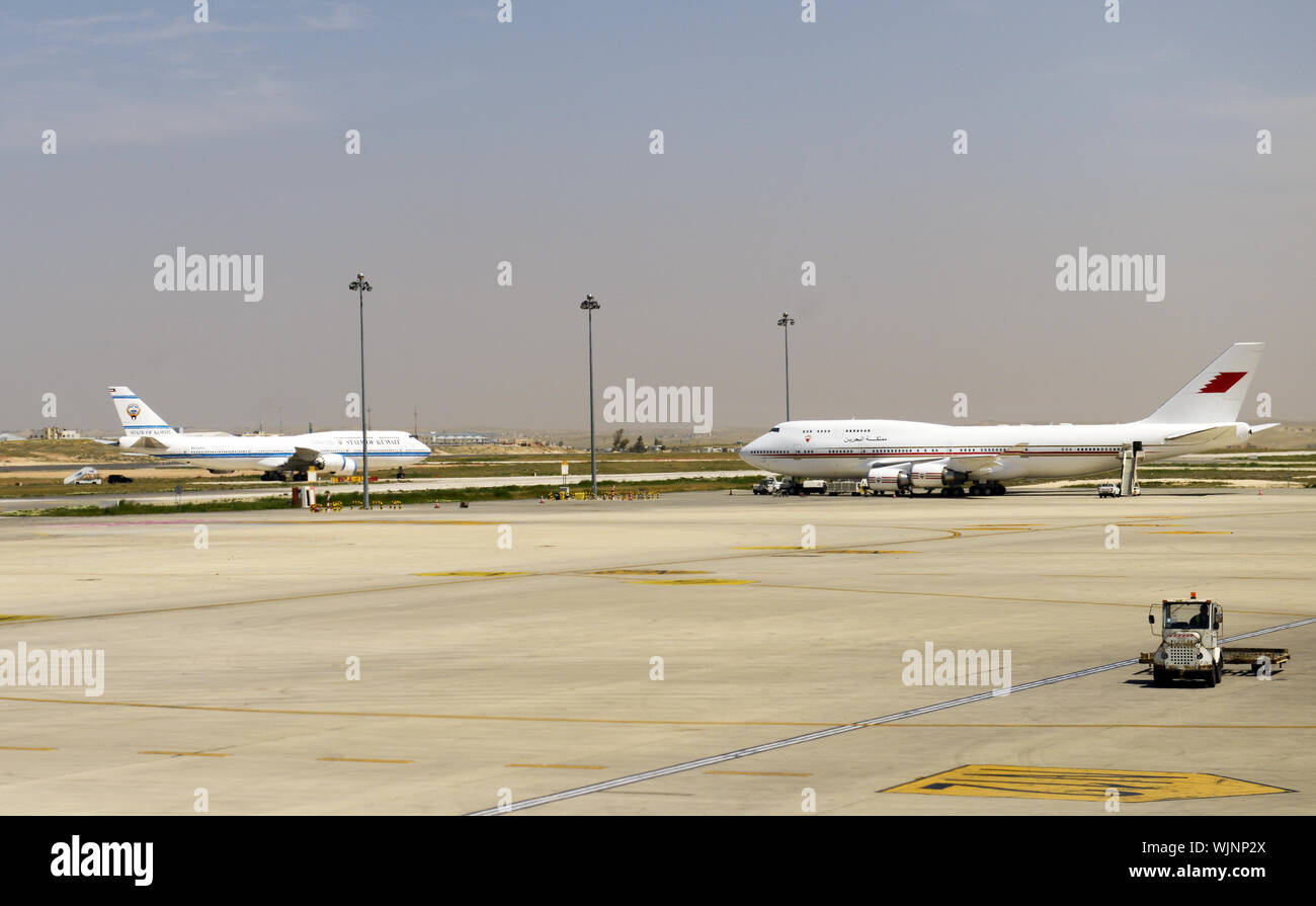 L'avion royal à l'aéroport d'Amman. Banque D'Images