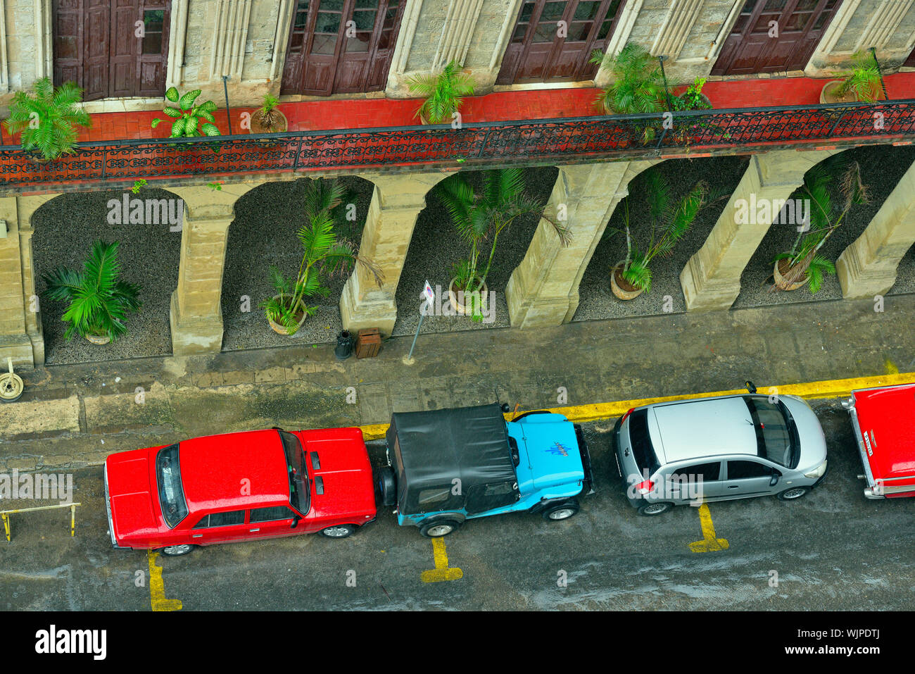 La photographie de rue dans la vieille Havane- La Vieille Havane rues de la toiture de l'hôtel Parque Central, La Habana (La Havane), La Havane, Cuba Banque D'Images