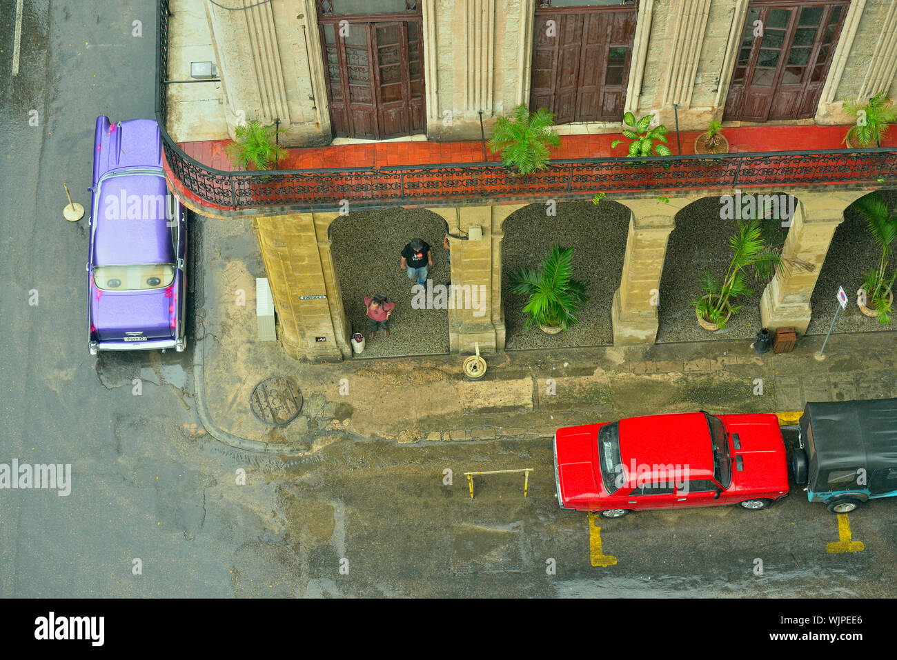 La photographie de rue dans la vieille Havane- La Vieille Havane rues de la toiture de l'hôtel Parque Central, La Habana (La Havane), La Havane, Cuba Banque D'Images