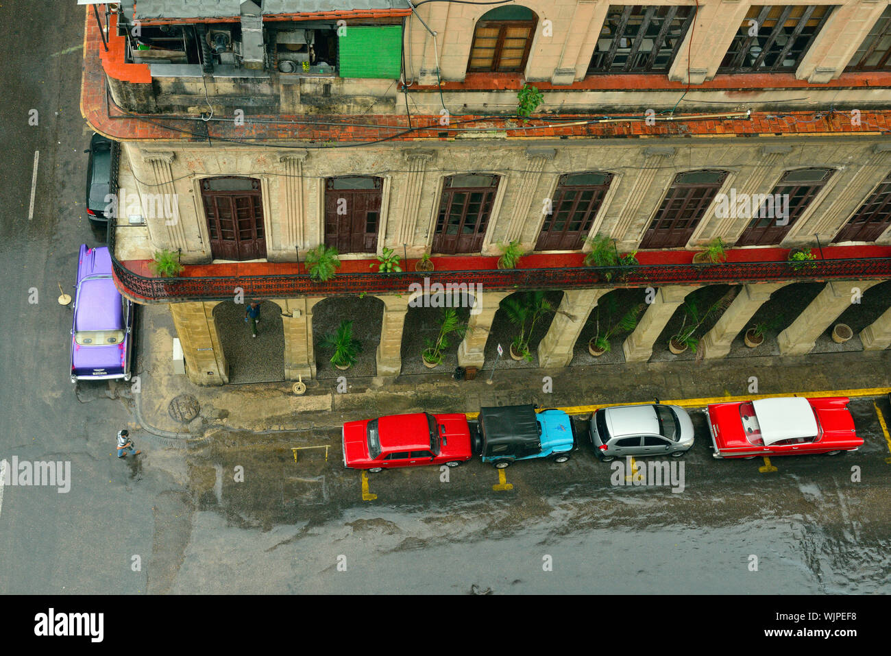 La photographie de rue dans la vieille Havane- La Vieille Havane rues de la toiture de l'hôtel Parque Central, La Habana (La Havane), La Havane, Cuba Banque D'Images
