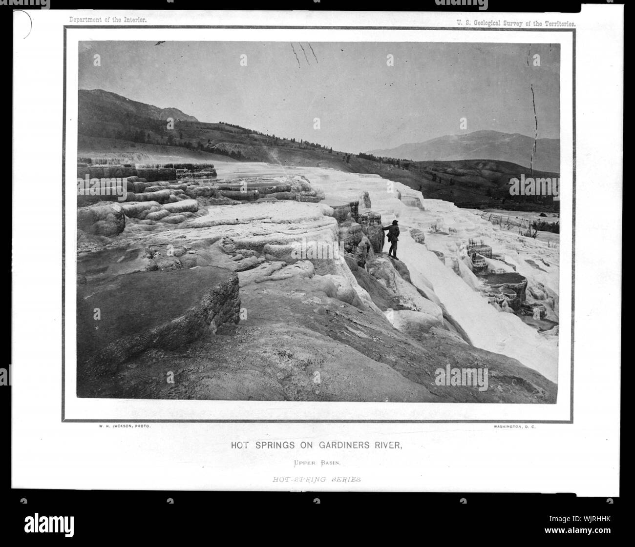 Hot springs, sur la rivière Gardiners, bassin supérieur / W.H. Jackson photo. Banque D'Images