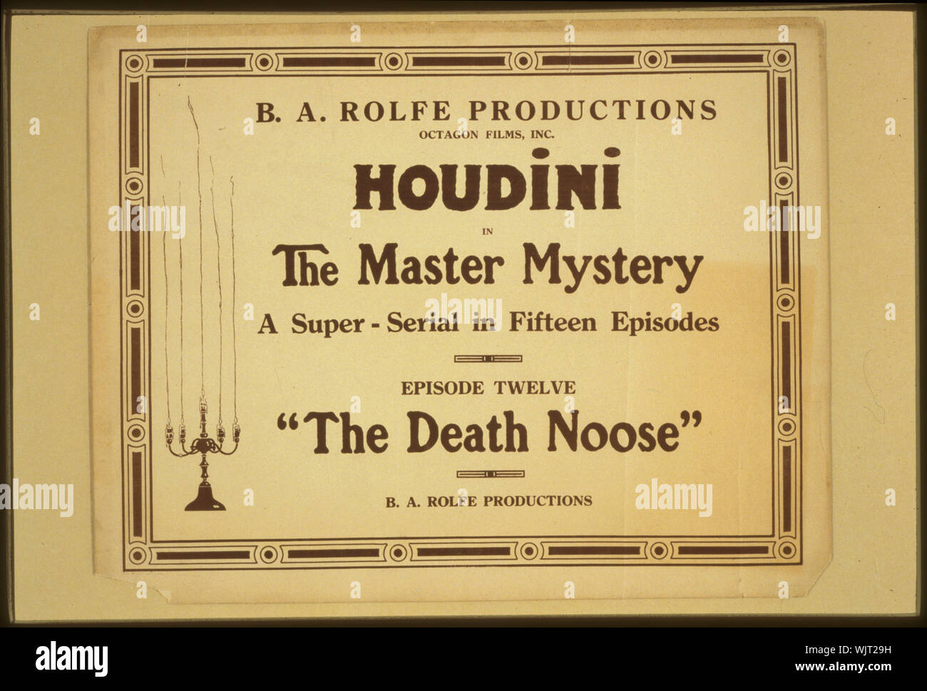 Houdini dans le mystère d'un super-série en 15 épisodes. Résumé : 1 Couleur d'impression : lithographie ; feuilles 28 x 36 cm. (Format affiche) Banque D'Images