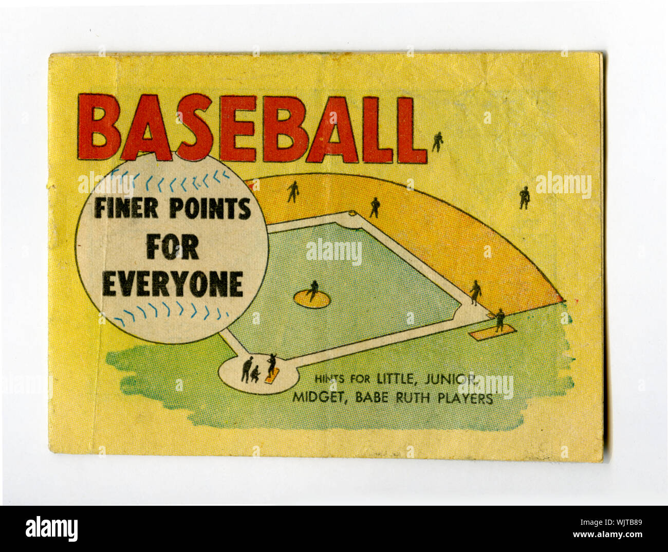 Ère 1960 Livret de souvenir offrant des conseils pour jouer au baseball pour les enfants intitulé points plus précis pour tout le monde et compte tenu de l'écart dans les banques. Banque D'Images