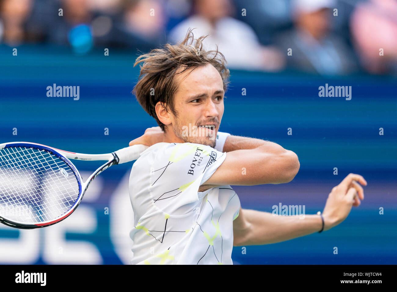 Manchester, United States. 06Th Sep 2019. Daniil Medvedev (Russie) en action lors du quart de finale du championnat de l'US Open contre Stan Wawrinka (Suisse) à Billie Jean King National Tennis Center (photo de Lev Radin/Pacific Press) Credit : Pacific Press Agency/Alamy Live News Banque D'Images