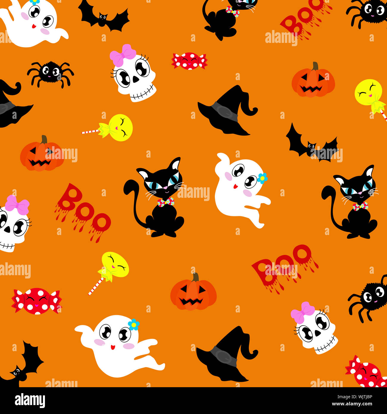 Happy Halloween background vector illustration,couper ensemble avec personnages de ￼ Banque D'Images