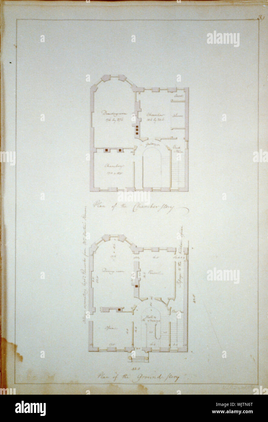 Maisons et une église (bâtiments érigés ou proposé d'être construit en Virginie). Plan de la chambre et des histoires au sol Banque D'Images