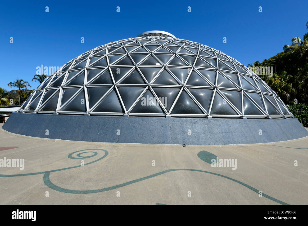 Vue de l'extérieur de l'écran Tropical Dome avec spirales, Mt Coot-tha Botanic Gardens, Brisbane, Queensland, Queensland, Australie Banque D'Images