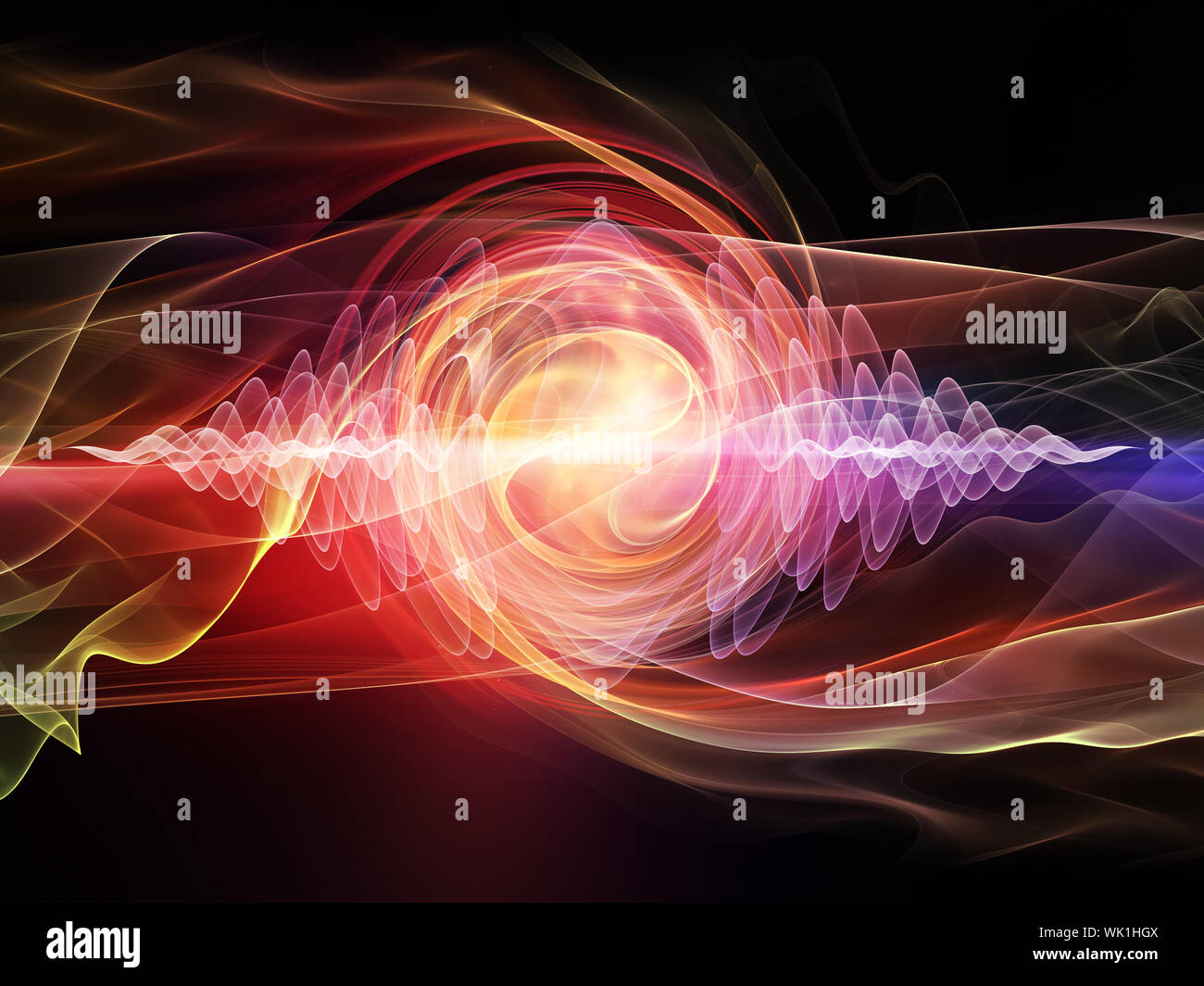 Série atomique. Jeu des lumières et des éléments fractale sur l'objet de la mécanique quantique, la physique des particules et l'énergie. Banque D'Images