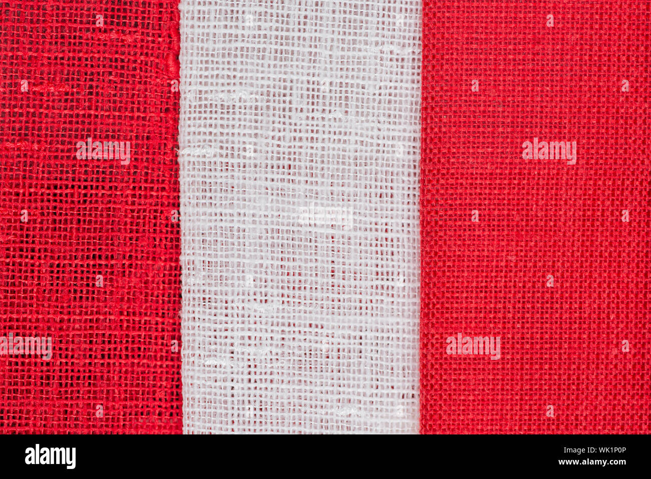 Closeup détail de tissu rayé blanc et rouge Banque D'Images