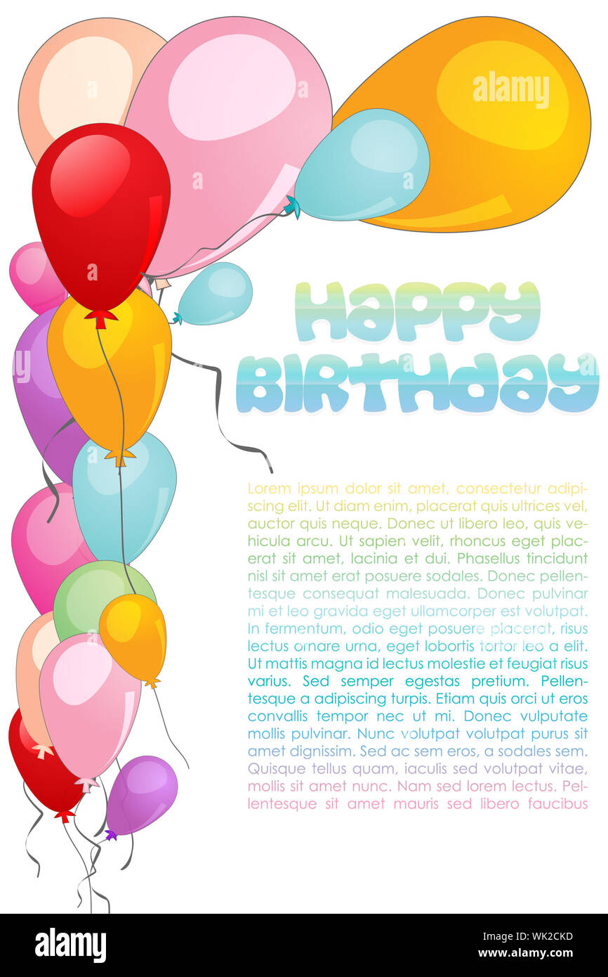 Illustration de voiture avec des ballons d'anniversaire Banque D'Images