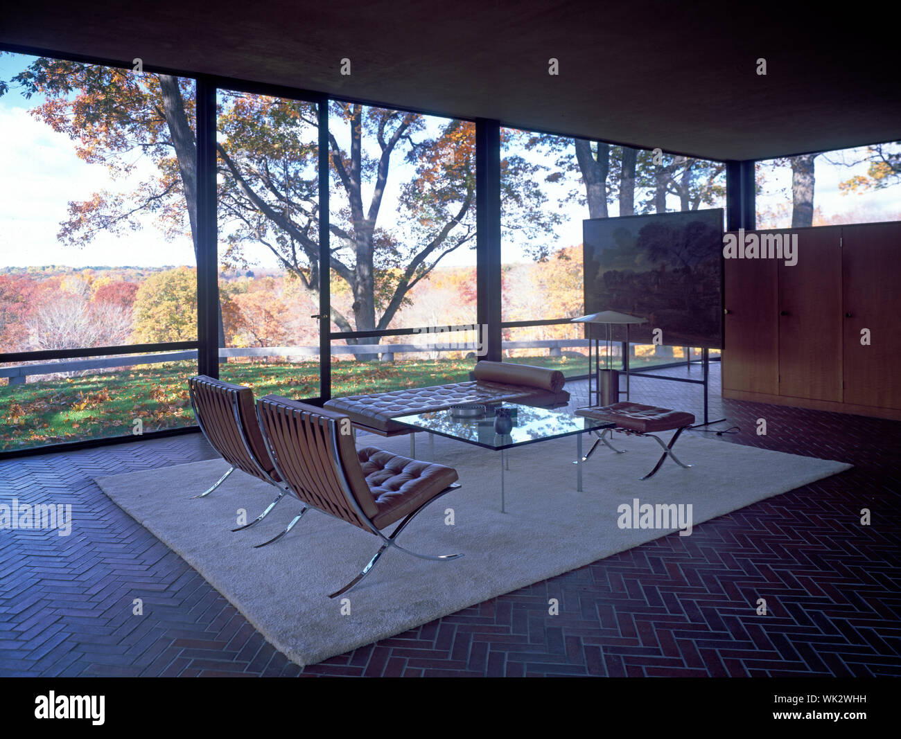 Intérieur de Philip Johnson's Glass House, New Canaan, Connecticut Banque D'Images