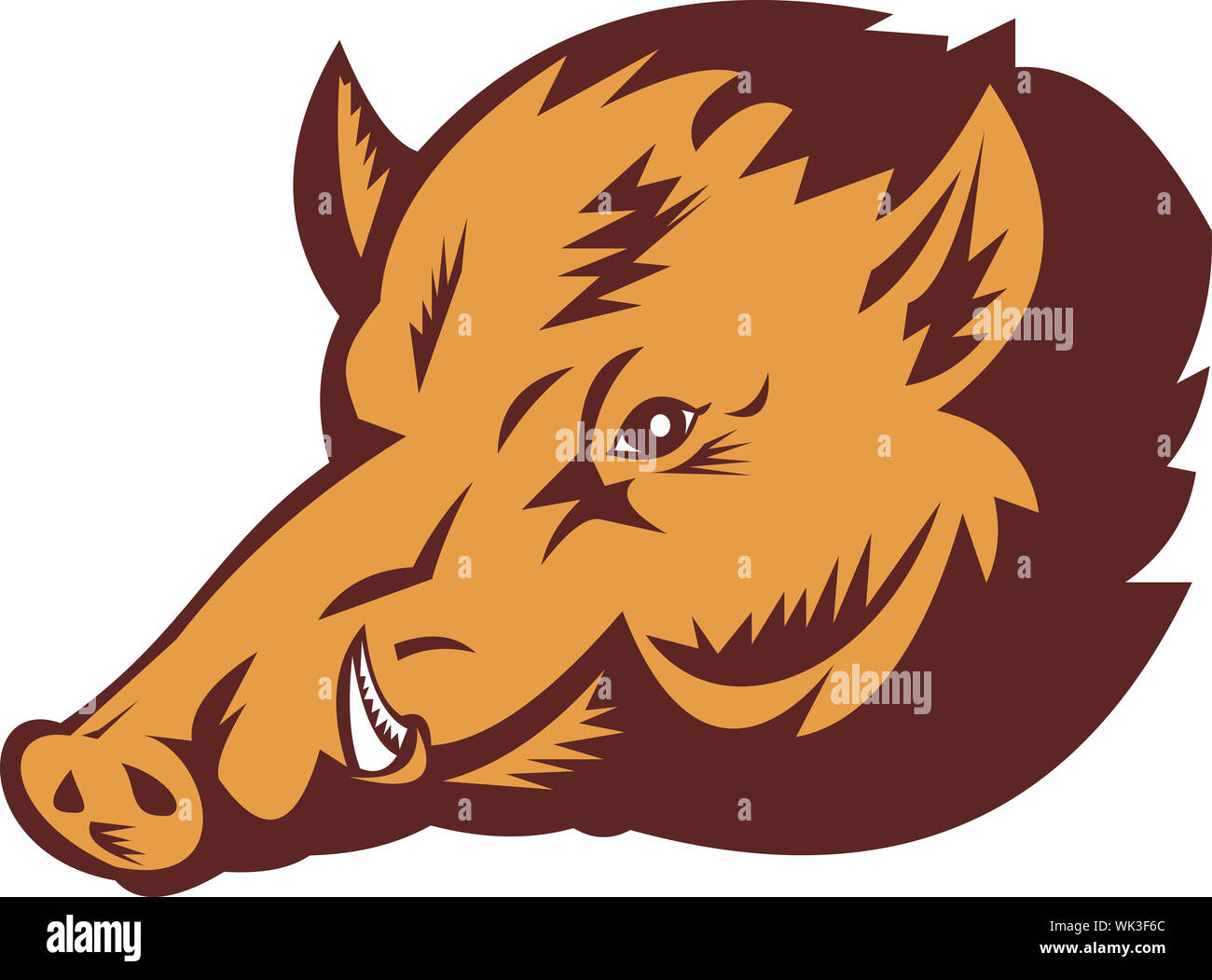 Illustration d'un cochon sauvage fait dans le style gravure sur bois Banque D'Images