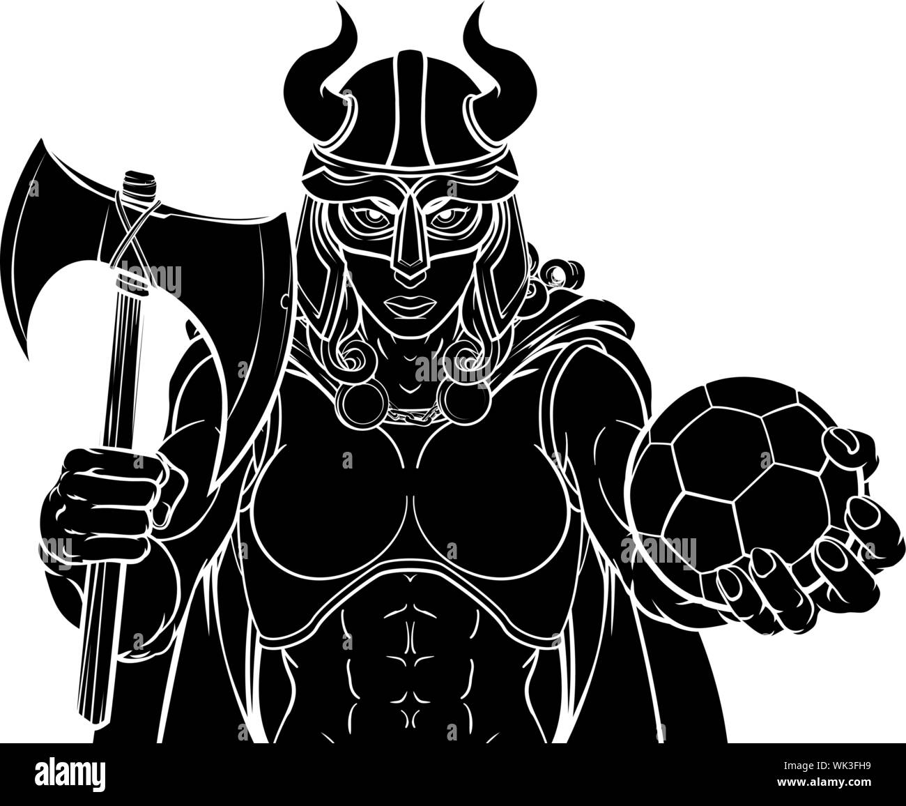 Femme Viking Warrior Football Gladiator Femme Illustration de Vecteur