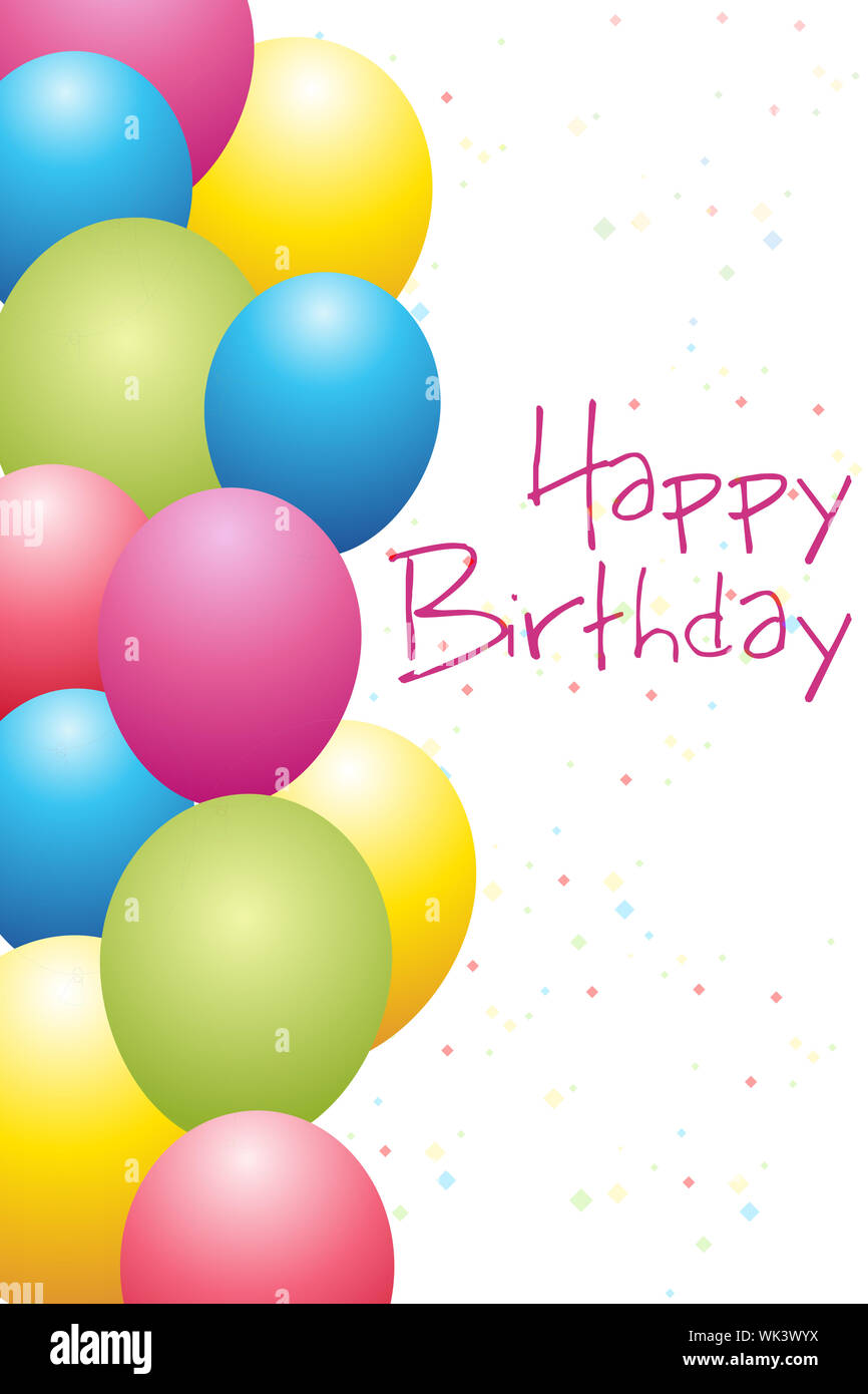 Illustration de carte d'anniversaire avec bouquet de ballons Photo Stock -  Alamy