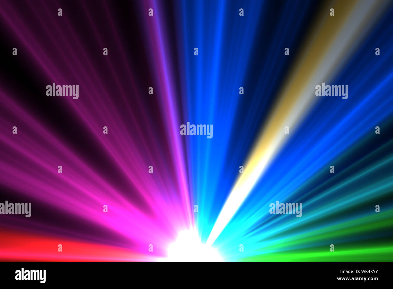 Généré numériquement coloré lumineux brillant des faisceaux laser Banque D'Images