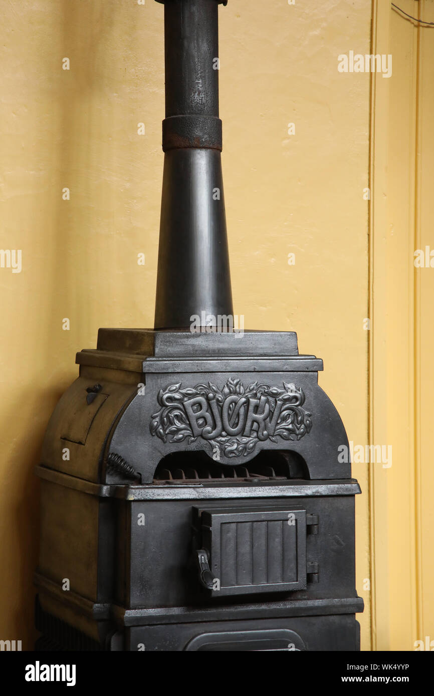 Ancien poêle à bois norvégien Banque D'Images